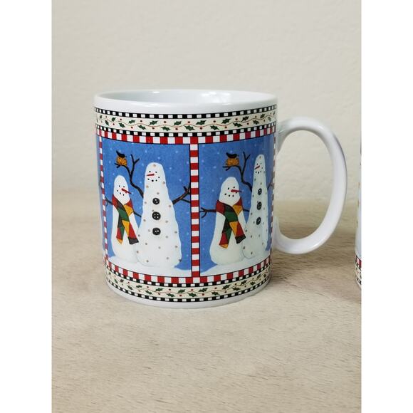 Oneida Sakura Snowman Coffee Mug 2001 Tea Cup 11oz Debbie Mumm 3 1/2" x3 - Picture 2 of 11